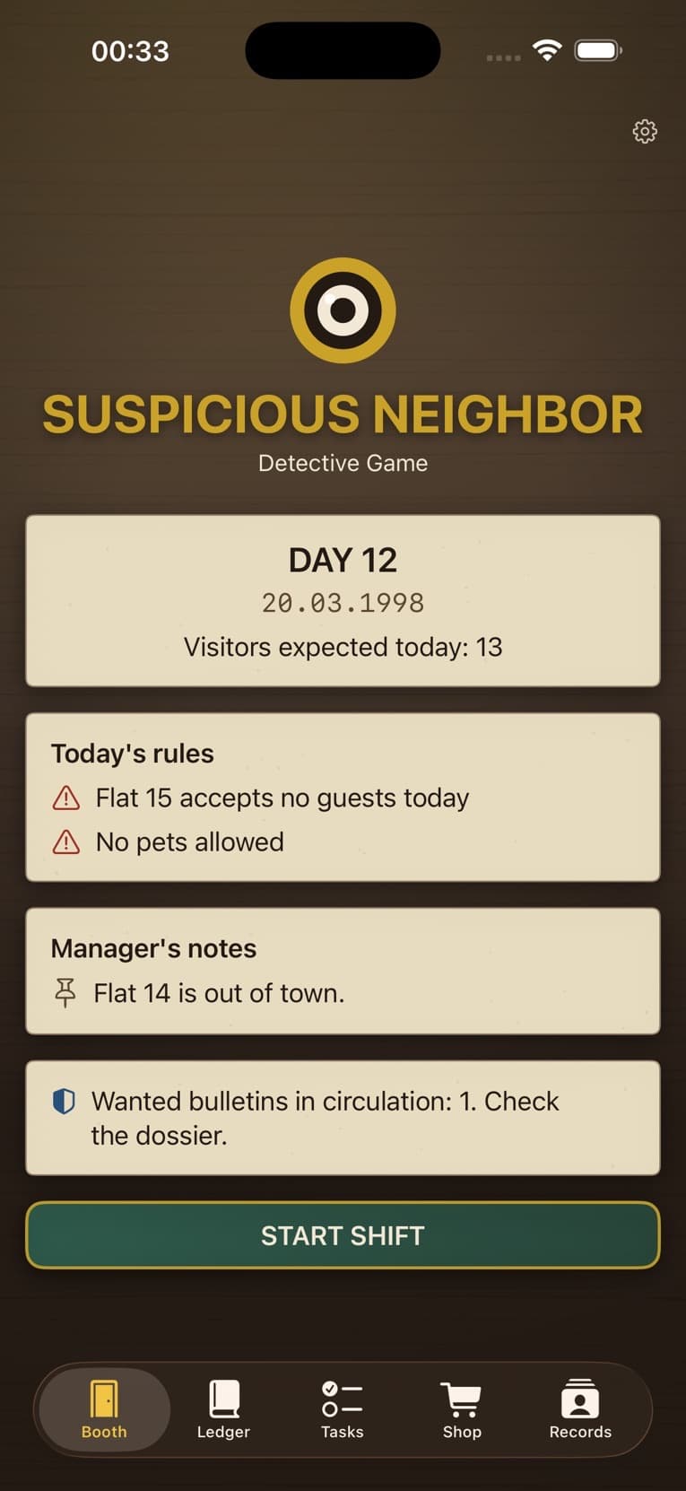 Suspicious Neighbor — kapıdaki ziyaretçi ve kimlik kartı