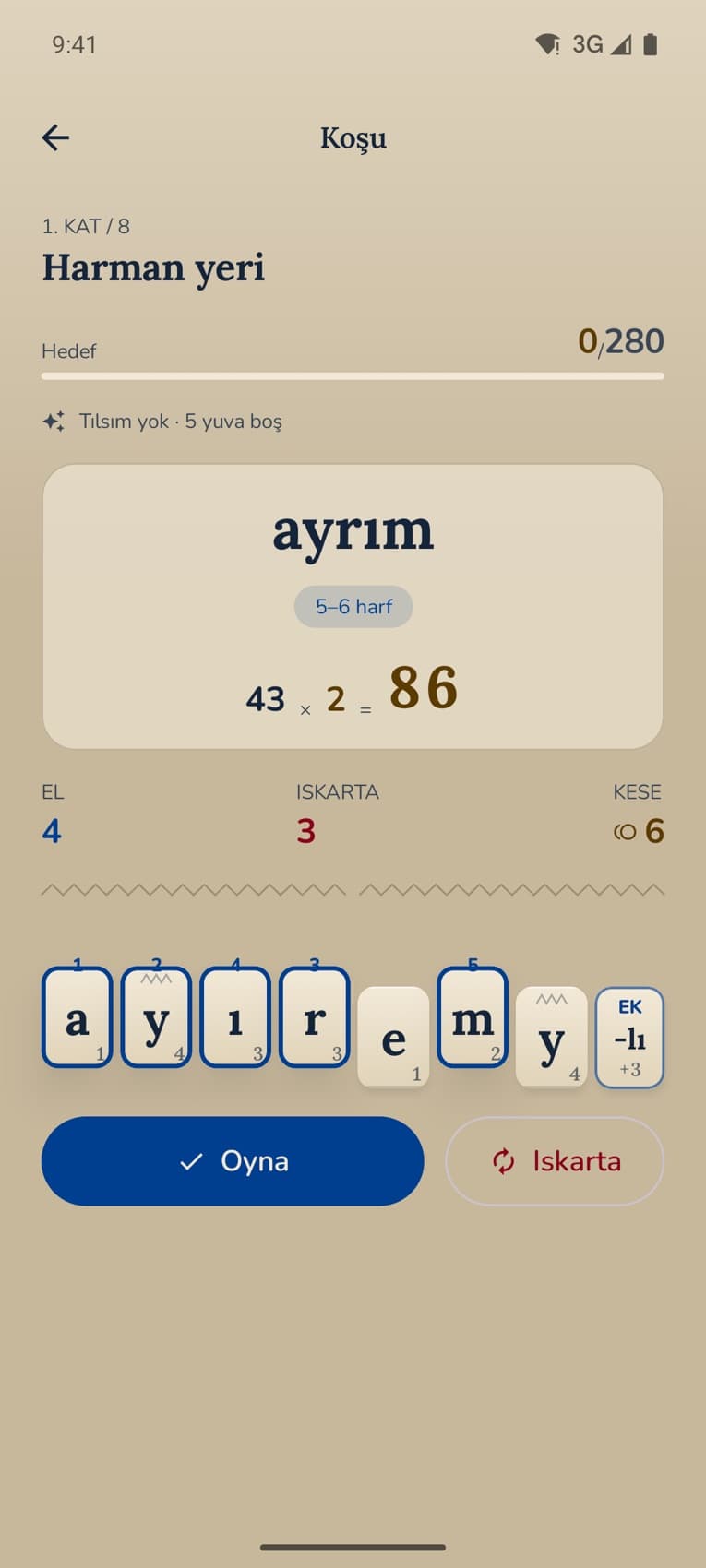 Harman: Turkish Word Game — tılsım yuvaları